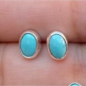 Turquoise Oval Stud Sterling Silver Earrings